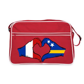 Drapeau de France Curaçao Mains en forme de cœur - Sac Retro - rouge/blanc - Devant