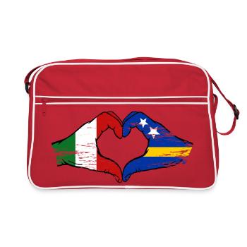 Italie Mains du drapeau de Curaçao en forme de cœur utilisées - Sac Retro - rouge/blanc - Devant