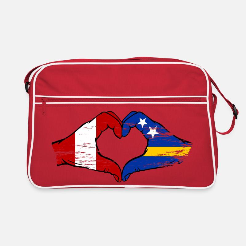 Mains du drapeau du Pérou de Curaçao en forme de cœur utilisées Sac Retro