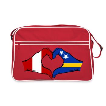 Peru Curacao Flag Hands Heart Shape - Retro Bag - red/white - Front