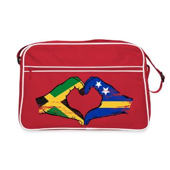 Jamaica Curacao flag hands heart shape used - Retro Bag - red/white - Front