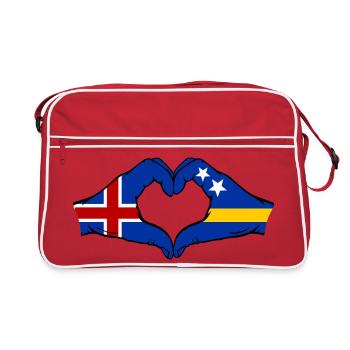 Islande Drapeau Curaçao Mains en forme de cœur - Sac Retro - rouge/blanc - Devant