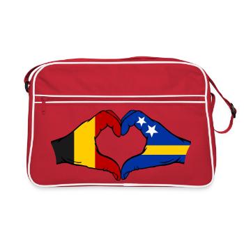 Drapeau Belgique Curacao Mains Forme de cœur - Sac Retro - rouge/blanc - Devant