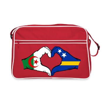Algeria Curacao Flag Hands Heart Shape - Retro Bag - red/white - Front
