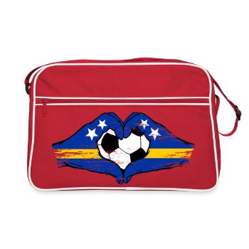 Curacao flag hands heart shape used - Retro Bag - red/white - Front