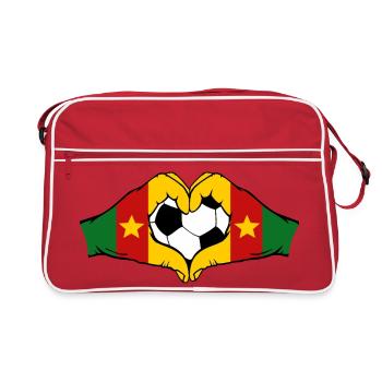 Cameroon Flag Hands Heart Shape - Retro Bag - red/white - Front