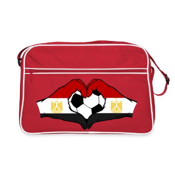 Egypt Flag Hands Heart Shape - Retro Bag - red/white - Front