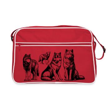 T-Shirt Wolf Pack Wolves Sketch Streetwear - Sac Retro - rouge/blanc - Devant