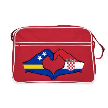 Drapeau de Curaçao Croatie Mains en forme de cœur - Sac Retro - rouge/blanc - Devant