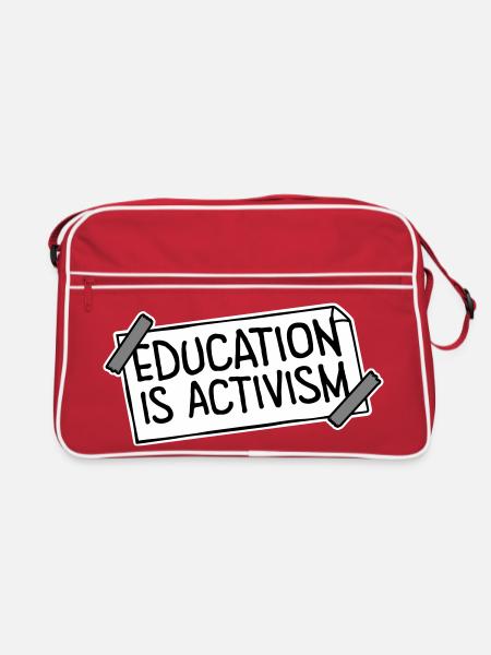Education Is Activism Bildung Aktivismus Statement - Retro Bag - red/white - Front
