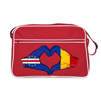 Cape Verde Romania flag hands heart shape used - Retro Bag - red/white - Front