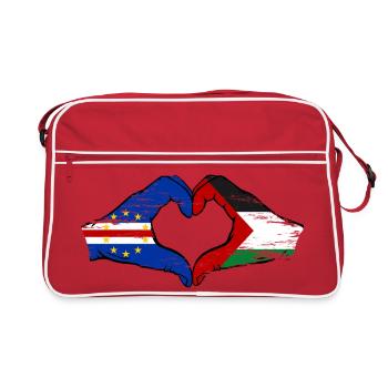 Mains du drapeau palestinien du Cap-Vert en forme de cœur utilisées - Sac Retro - rouge/blanc - Devant