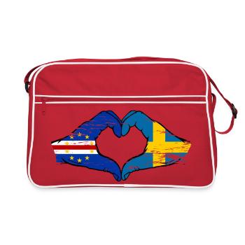 Cape Verde Sweden flag hands heart shape used - Retro Bag - red/white - Front