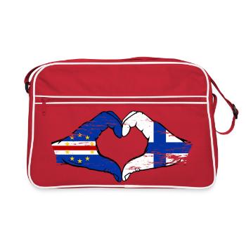 Kap Verde Finnland Flagge Hände Herzform used - Retro Tasche - Rot/Weiß - Vorne