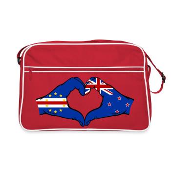 Cap-Vert Drapeau de la Nouvelle-Zélande Mains en forme de cœur - Sac Retro - rouge/blanc - Devant