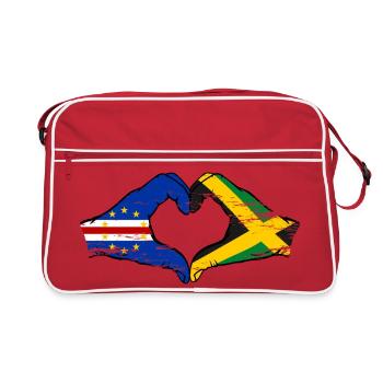 Mains du drapeau du Cap-Vert Jamaïque en forme de cœur utilisées - Sac Retro - rouge/blanc - Devant