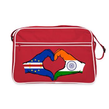 Kap Verde Indien Flagge Hände Herzform - Retro Tasche - Rot/Weiß - Vorne