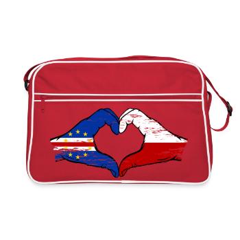 Drapeau du drapeau de la Pologne du Cap-Vert en forme de cœur utilisé - Sac Retro - rouge/blanc - Devant