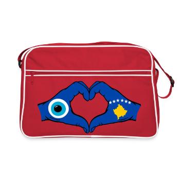 Mains du drapeau du Kosovo Nazar en forme de cœur utilisées - Sac Retro - rouge/blanc - Devant