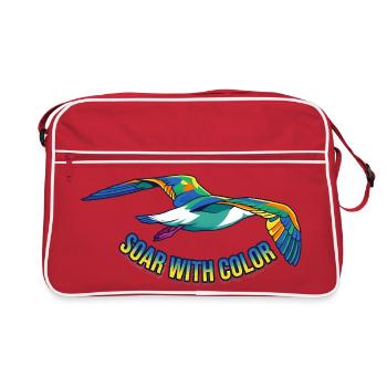 Vol d’oiseaux coloré – graphique vectoriel - Sac Retro - rouge/blanc - Devant