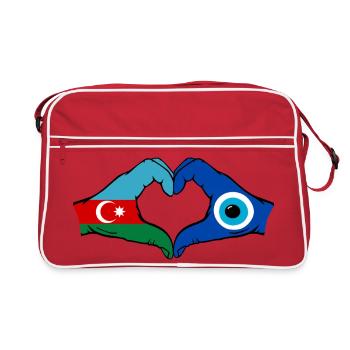 Drapeau du nazar de l’Azerbaïdjan, mains en forme de cœur - Sac Retro - rouge/blanc - Devant