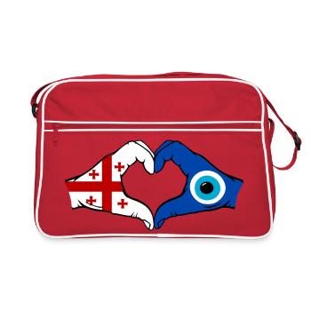 Drapeau du Georgia Nazar Mains en forme de cœur - Sac Retro - rouge/blanc - Devant
