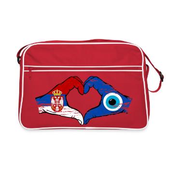 Mains du drapeau du Nazar serbe en forme de cœur utilisées - Sac Retro - rouge/blanc - Devant