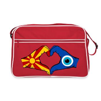 Drapeau de Nazar de Macédoine Mains Forme de cœur - Sac Retro - rouge/blanc - Devant