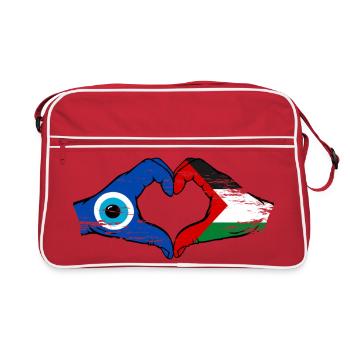 Palestine Nazar Flag Hands Heart Shape Used - Retro Bag - red/white - Front