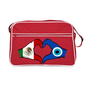Mexico Nazar Flag Hands Heart Shape - Retro Bag - red/white - Front