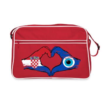 Kroatien Nazar Flagge Hände Herzform used - Retro Tasche - Rot/Weiß - Vorne