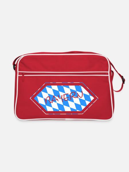 Bayern Blauweiß Karo Muster - Retro Tasche - Rot/Weiß