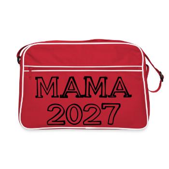 Mama 2027 Schriftzug handgezeichnet - Retro Tasche - Rot/Weiß - Vorne