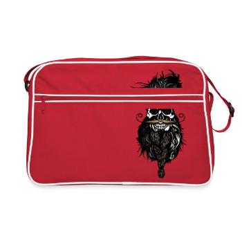 head of death hipster skull bearded skull beard mustache - Retro Bag - red/white - Front