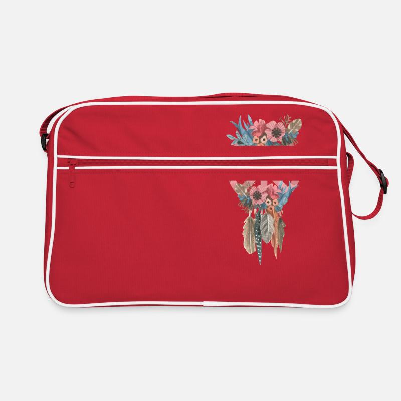 Friedenssymbol Boho-Stil - Retro Tasche - Rot/Weiß
