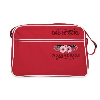 Easily Distracted By Dogs And Horses Flower - Retro Bag - red/white - Front