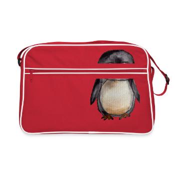 Petit pingouin aquarelle mignon peint à la main - Sac Retro - rouge/blanc - Devant