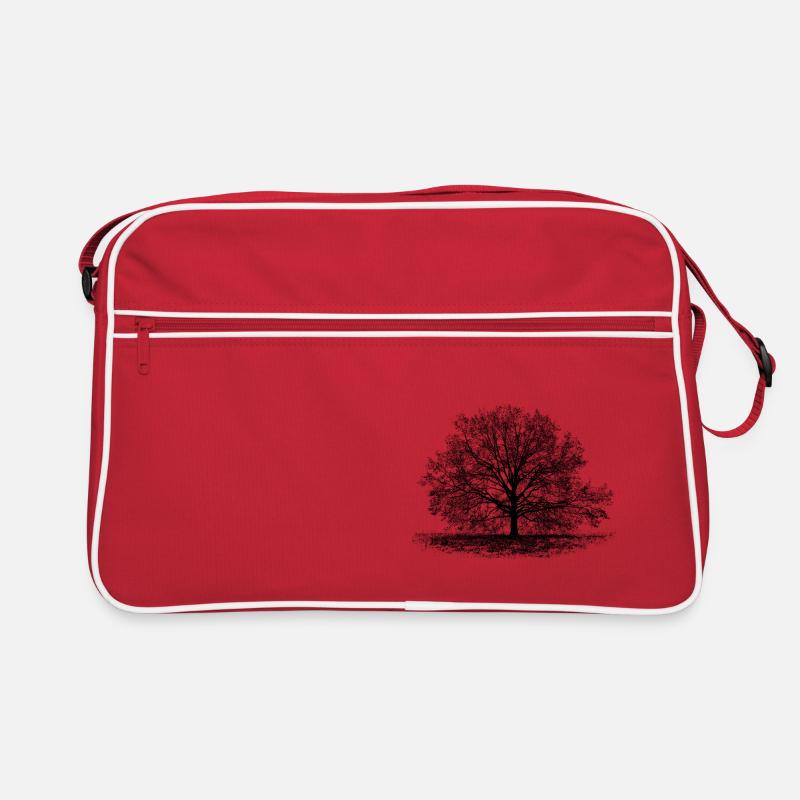 Baum in Schwarz - Retro Tasche - Rot/Weiß