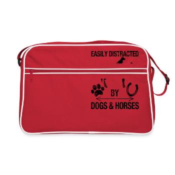Easily Distracted By Dogs And Horses - Retro Bag - red/white - Front