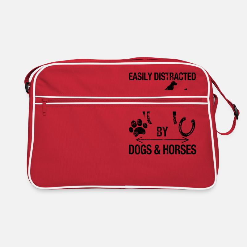 Easily Distracted By Dogs And Horses Retro Bag