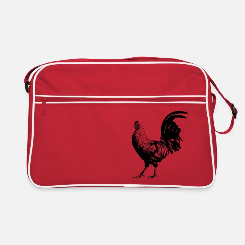 Hahn / Gockel / Huhn - Retro Tasche - Rot/Weiß