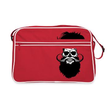 Beard Beard Hipster Mustache Skull Beard - Retro Bag - red/white - Front