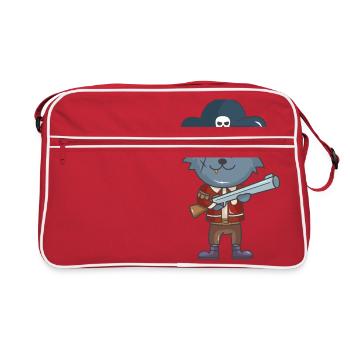 Chat pirate chat pirate chat cadeau chat - Sac Retro - rouge/blanc - Devant