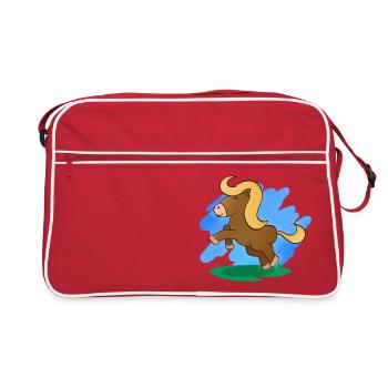 Pferd (Pony) & Landschaft - Retro Tasche - Rot/Weiß - Vorne
