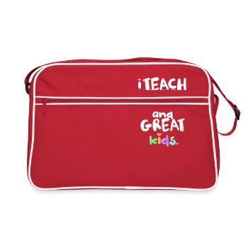 Ich lehre Awesome Great Kids ABC Lehrer Geschenk - Retro Tasche - Rot/Weiß - Vorne