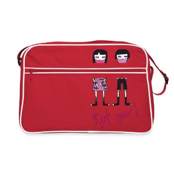 Riot now, Molly und ihr Freund mit Totenkopf Motiv - Retro Tasche - Rot/Weiß - Vorne