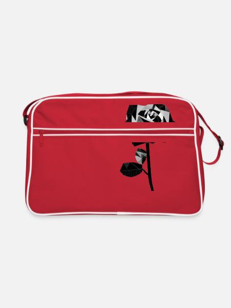 Polygon black rose - Retro Bag - red/white - Front