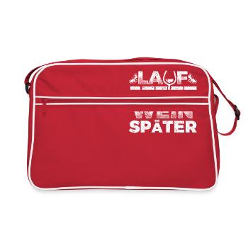 Laufen Läufer Lauf Shirt Lauf Jetzt Wein Später - Retro Tasche - Rot/Weiß - Vorne