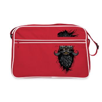 tete de mort hipster skulls barbu moustache lunett - Sac Retro - rouge/blanc - Devant