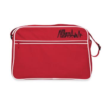 Life starts at 128 BPM - Retro Bag - red/white - Front